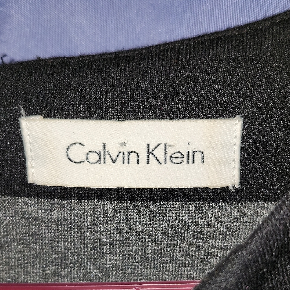 Calvin Klein Black and White Striped Midi Dress - Picture 2 of 4